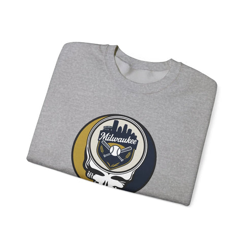 Grateful Dead - Milwaukee Brewers Stealie Grateful Dead Crewneck Sweatshirt - MLB - StealieShop